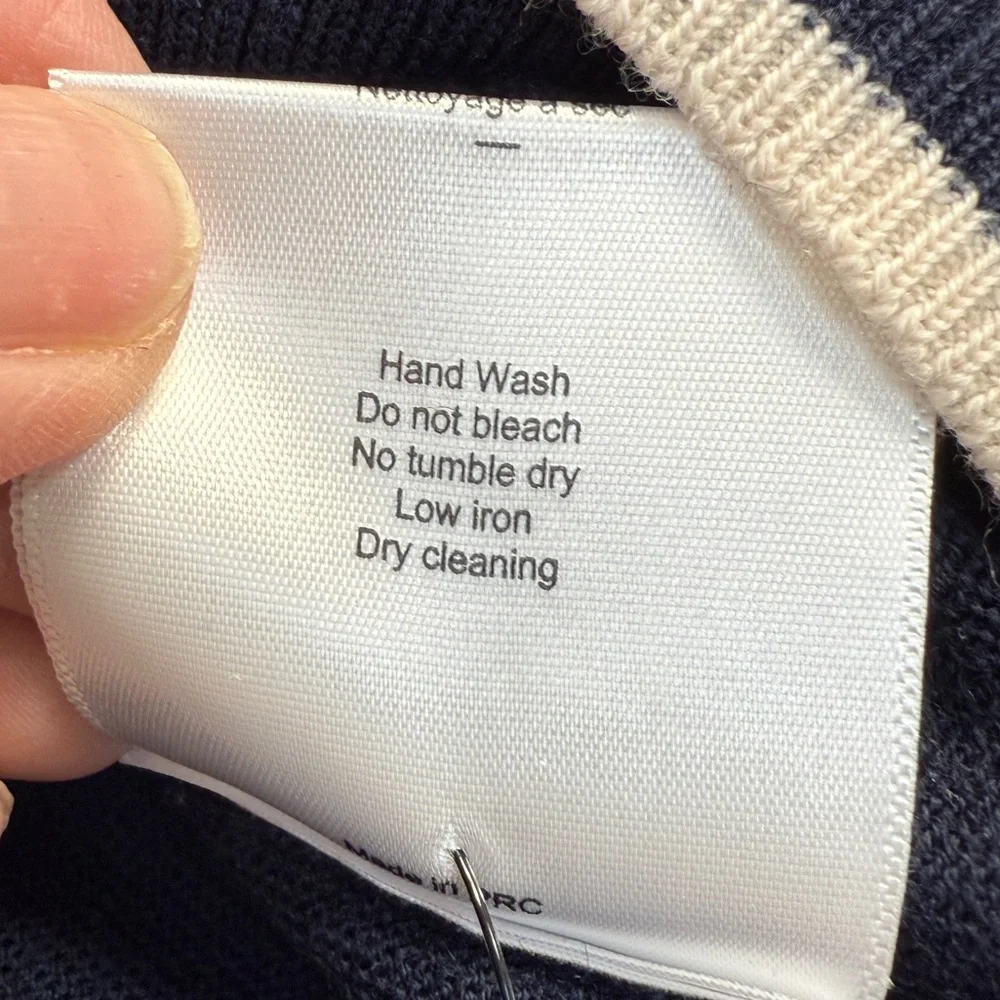 Chloé Stora dark navy blue long-sleeve polo shirt sweater 100%‎ merino wool - Picture 6 of 9